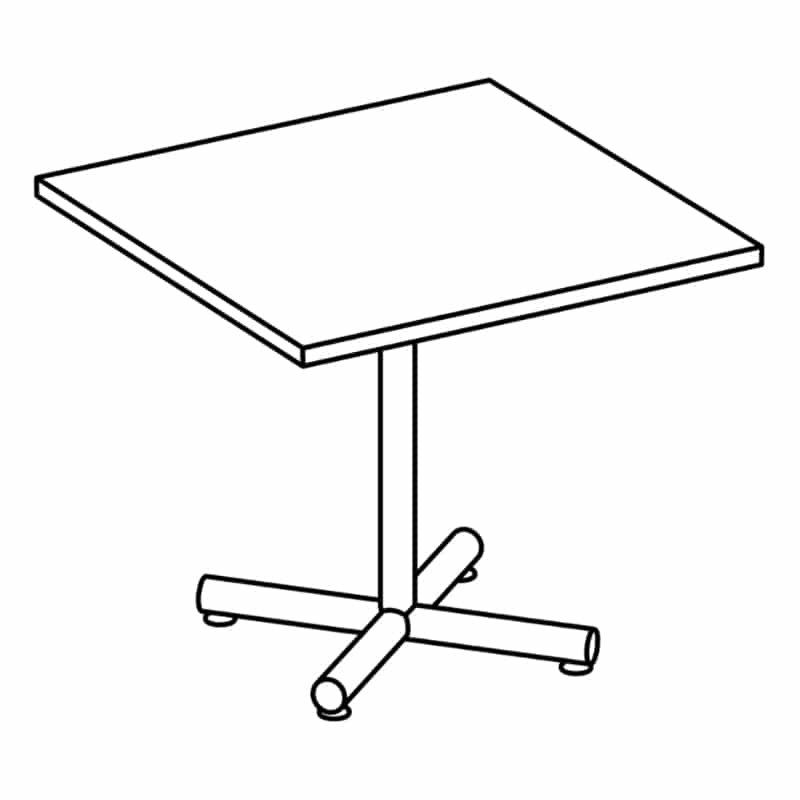 Square Table with Tubular X-base & Glides