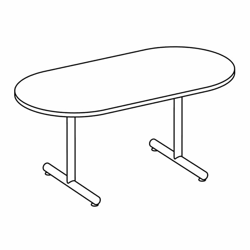 Racetrack Table with Tubular Base & Glides
