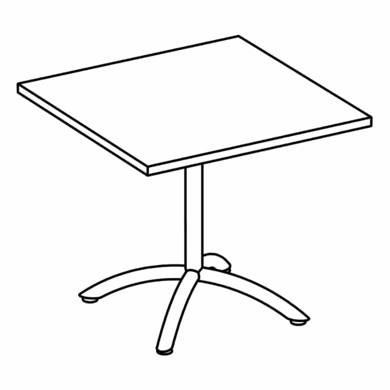 Square Table with Arc X-base & Glides