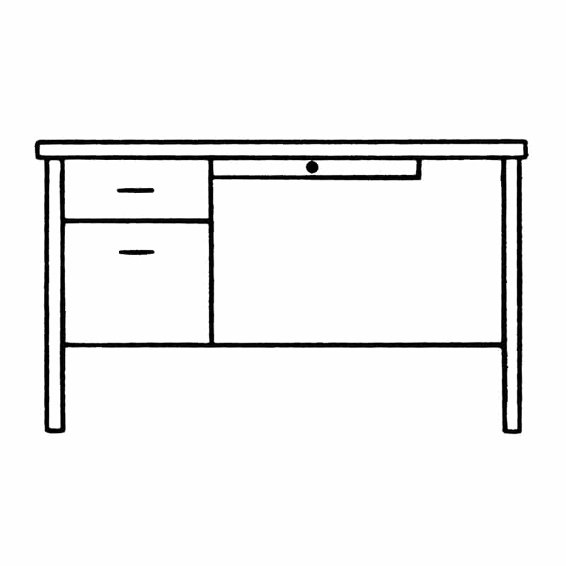 Single Pedestal Desk Left with 6″ Overhang
