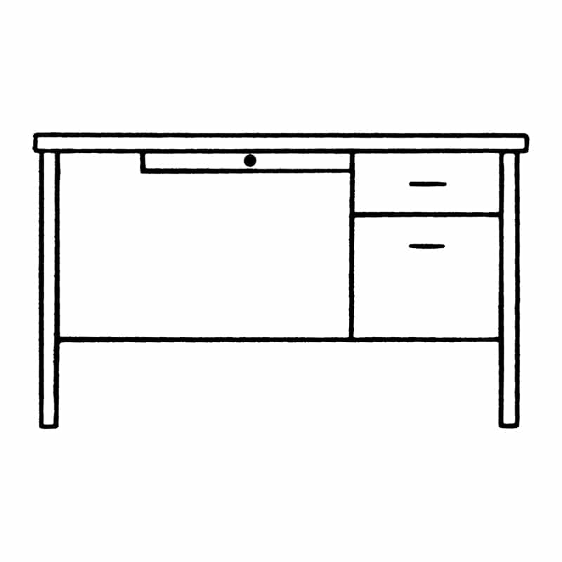 Single Pedestal Desk Right with 6″ Overhang