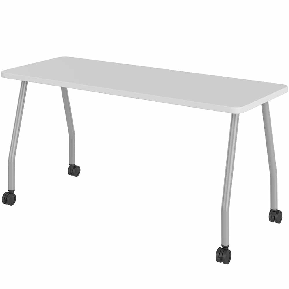 19″ Deep Rectangular Training Table with Echo Base, Locking Casters & Marker Board Surface