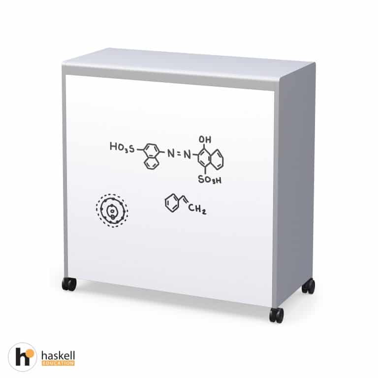 Voyager Short Storage Cart with Bins – Magnetic White Board Back View with Writing