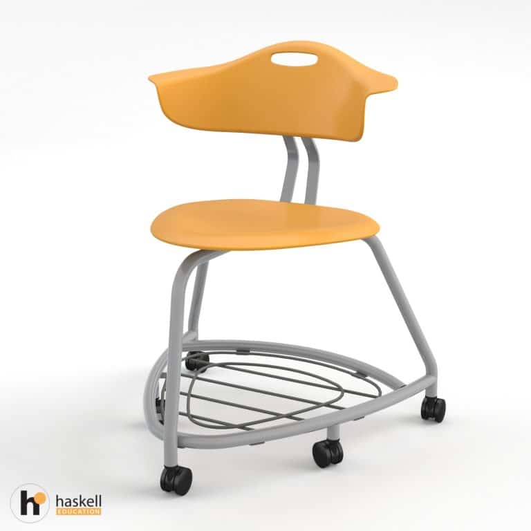 360 Chair 18in with Orange Back, Orange Seat, Storm Bookbag Rack & Casters