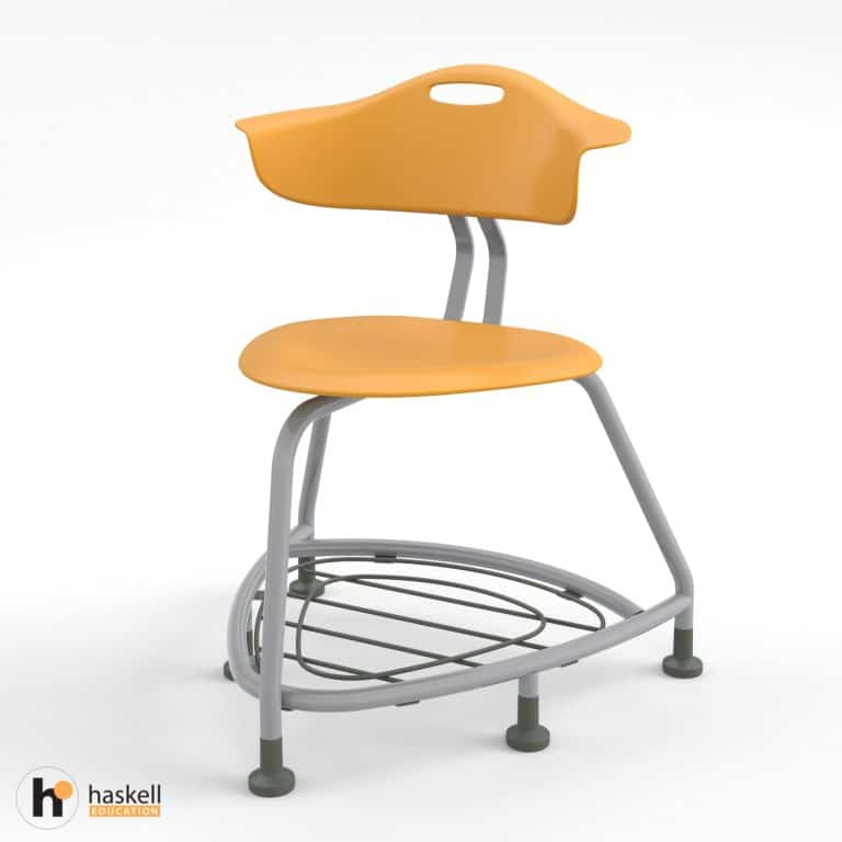 360 Chair 18in with Orange Back, Orange Seat, Storm Bookbag Rack & Glides