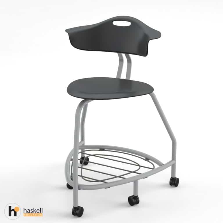 360 Chair 24in with Black Back, Black Seat, Storm Bookbag Rack & Casters