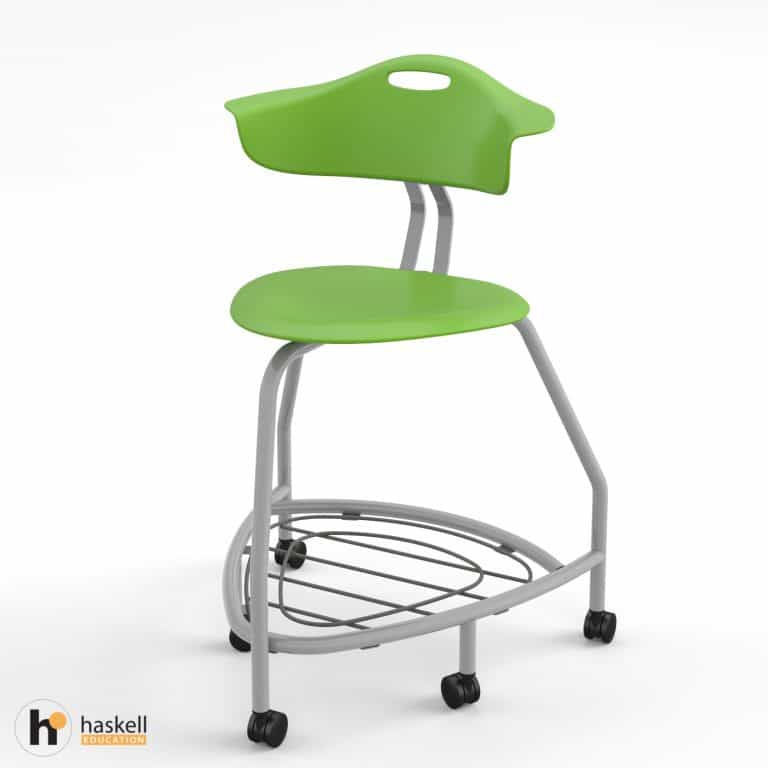 360 Chair 24in with Green Apple Back, Green Apple Seat, Storm Bookbag Rack & Casters