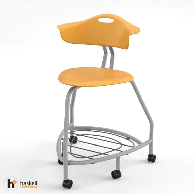 360 Chair 24in with Orange Back, Orange Seat, Storm Bookbag Rack & Casters