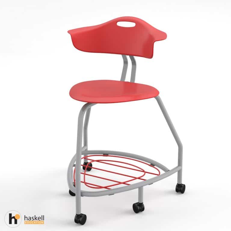 360 Chair 24in with Red Back, Red Seat, Red Bookbag Rack & Casters