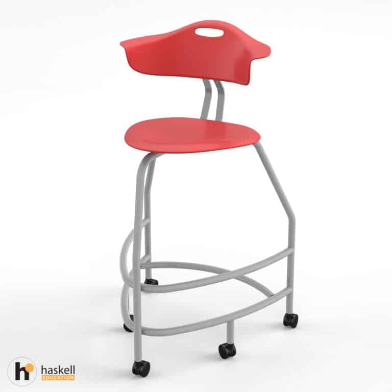 360 Chair 30in with Red Back, Red Seat & Compression Casters